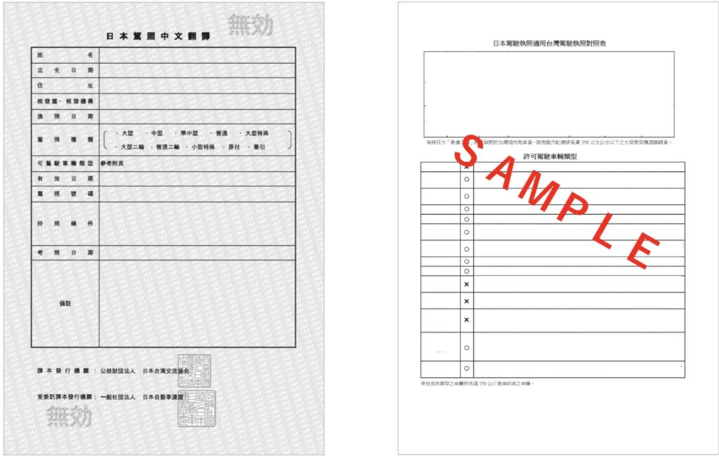 Traduction de permis de conduire français (par la JAF)